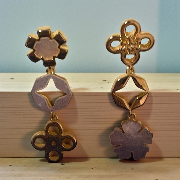 Tory Burch Kira Gold and Pink Drop Earrings - Picture 2 of 7